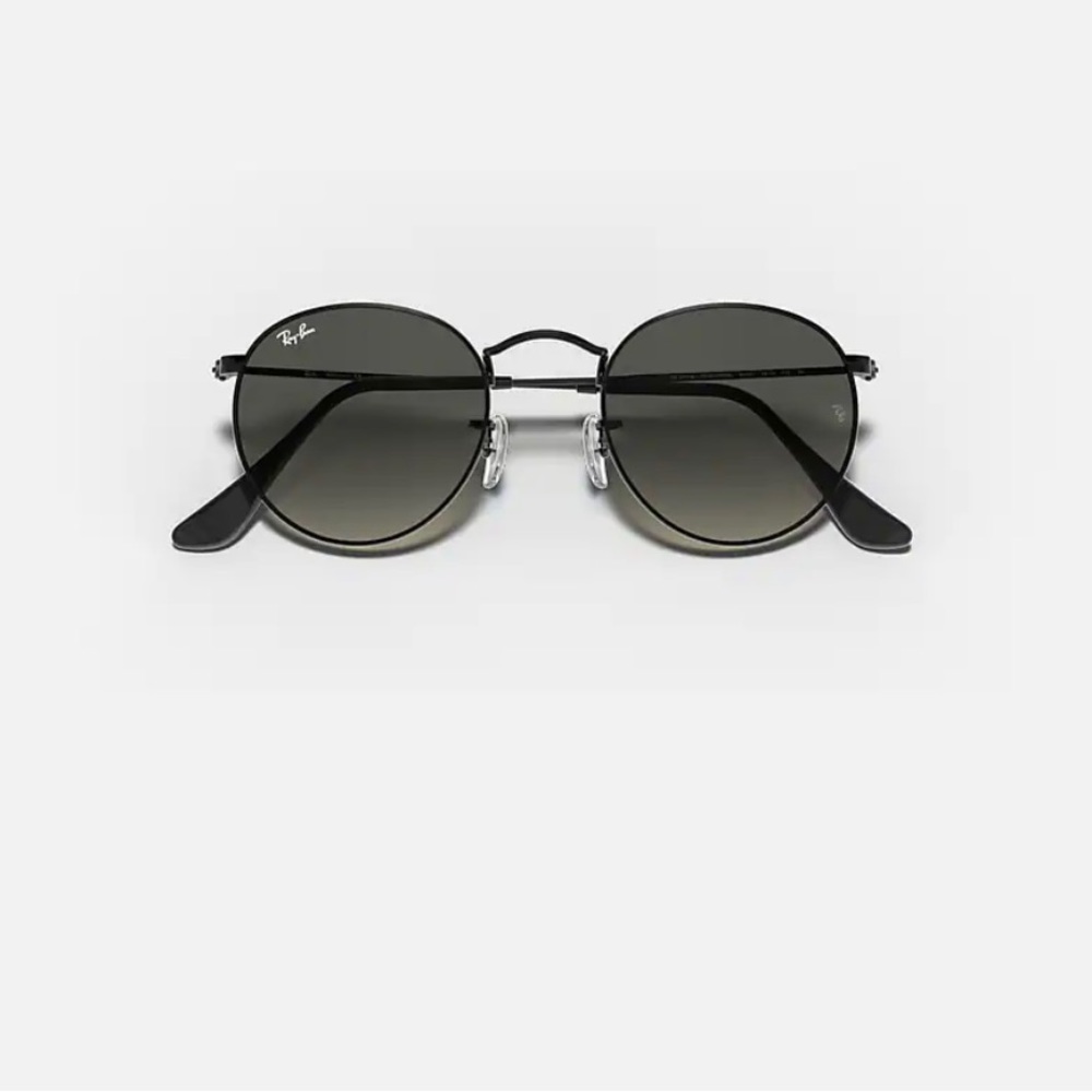 Rayban Black Round Flat Lenses